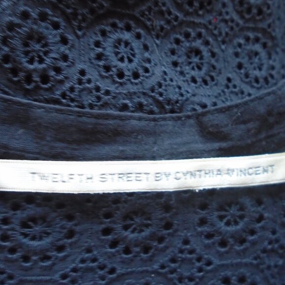 TWELFTH STREET by Cynthia Vincent black eyelet beach coverup dress XS/S - Picture 5 of 7